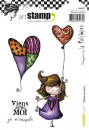Mädchen mit Herzballon (Spruch französisch)